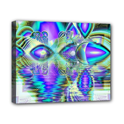 Abstract Peacock Celebration, Golden Violet Teal Canvas 10  X 8  (framed) by DianeClancy