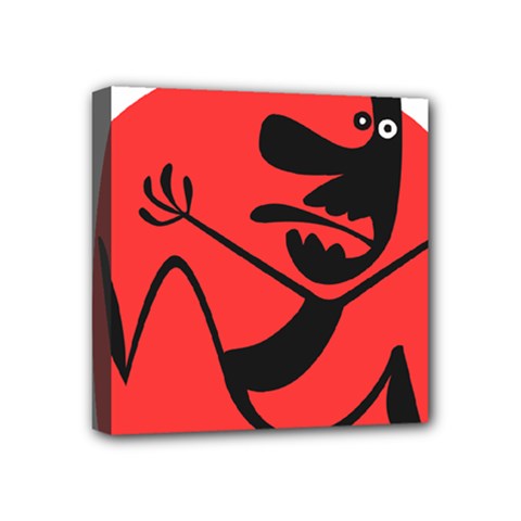 Running Man Mini Canvas 4  X 4  (framed) by StuffOrSomething