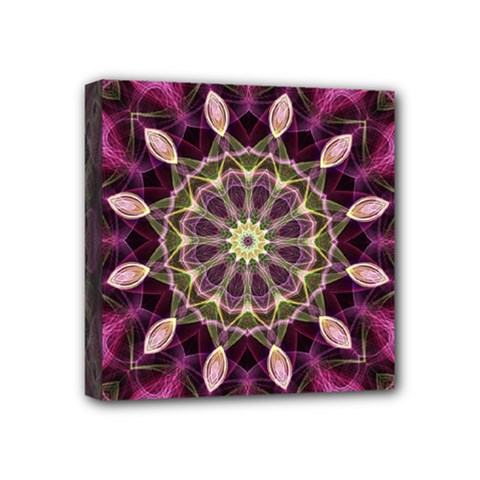 Purple Flower Mini Canvas 4  X 4  (framed) by Zandiepants