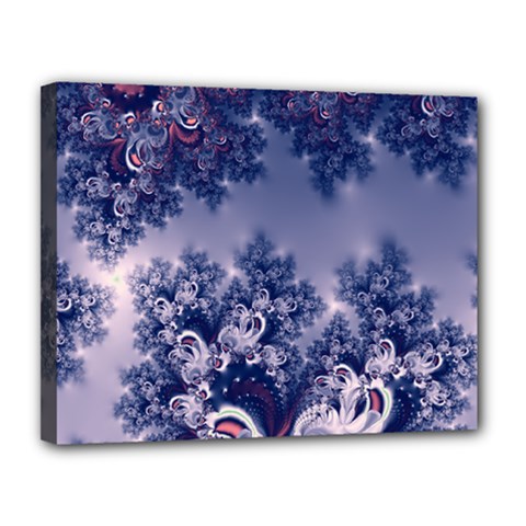 Pink And Blue Morning Frost Fractal Canvas 14  X 11  (framed) by Artist4God