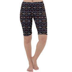 Tribal Dark Geometric Pattern03 Cropped Leggings  by dflcprints