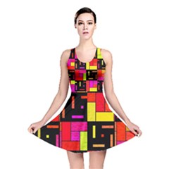 Squares And Rectangles Reversible Skater Dress by LalyLauraFLM