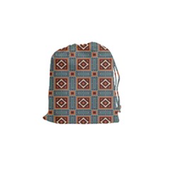 Squares Rectangles And Other Shapes Pattern Drawstring Pouch (small) by LalyLauraFLM