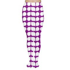 Purple And White Leaf Pattern Tights by GardenOfOphir