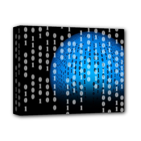 Binary Rain Deluxe Canvas 14  X 11  (framed) by StuffOrSomething