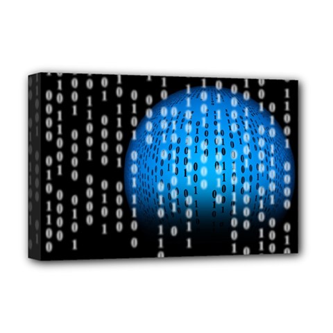 Binary Rain Deluxe Canvas 18  X 12  (framed) by StuffOrSomething