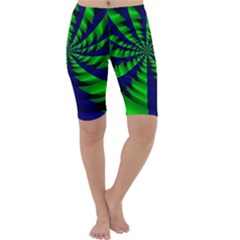 Green Blue Spiral Cropped Leggings by LalyLauraFLM
