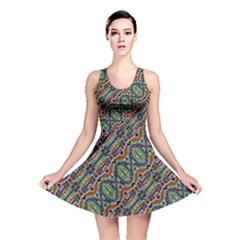 Colorful Tribal Geometric Print Reversible Skater Dress by dflcprintsclothing