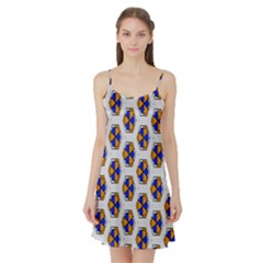 Orange Blue Honeycomb Pattern Satin Night Slip by LalyLauraFLM