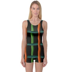 Orange Green Wires Women s Boyleg One Piece Swimsuit by LalyLauraFLM