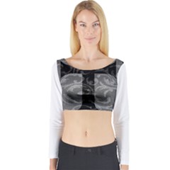 Goth Brocade Cross Long Sleeve Crop Top (tight Fit) by ArtistRoseanneJones