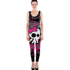 Girly Skull And Crossbones Onepiece Catsuit by ArtistRoseanneJones