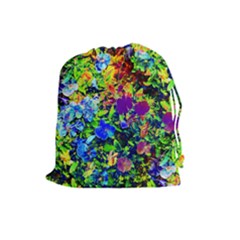 The Neon Garden Drawstring Pouches (large)  by rokinronda