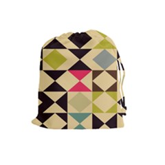Rhombus And Triangles Pattern Drawstring Pouch by LalyLauraFLM