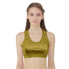 Sparkling Glitter Golden Women s Sports Bra With Border by ImpressiveMoments