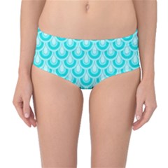 Awesome Retro Pattern Turquoise Mid-waist Bikini Bottoms by ImpressiveMoments