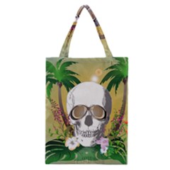 Funny Skull With Sunglasses And Palm Classic Tote Bags by FantasyWorld7