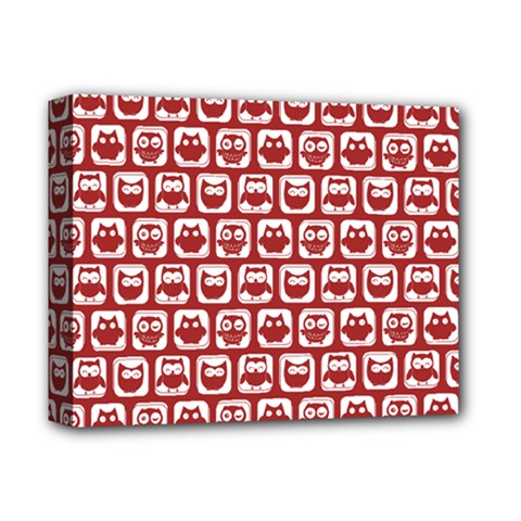 Red And White Owl Pattern Deluxe Canvas 14  X 11  by GardenOfOphir