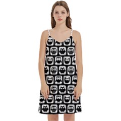 Black And White Owl Pattern Women s Reversible Sports Bra With Border by GardenOfOphir