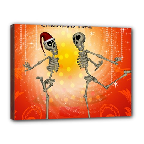Dancing For Christmas, Funny Skeletons Canvas 16  X 12  by FantasyWorld7