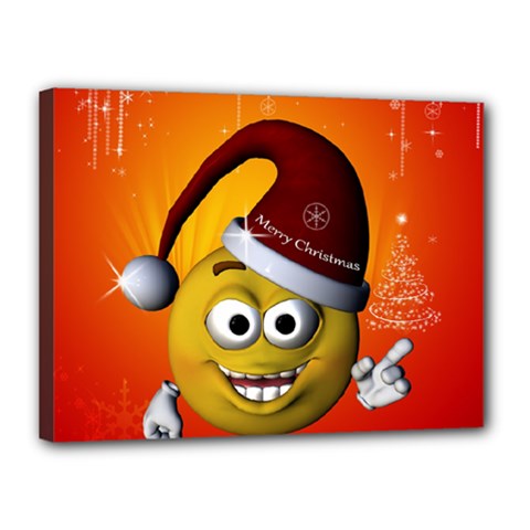 Cute Funny Christmas Smiley With Christmas Tree Canvas 16  X 12  by FantasyWorld7