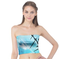 Underwater World With Shipwreck And Dolphin Women s Tube Tops by FantasyWorld7