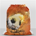 Soccer With Fire And Flame And Floral Elelements Drawstring Bag (Small) View1