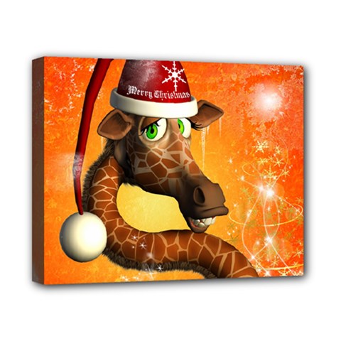 Funny Cute Christmas Giraffe With Christmas Hat Canvas 10  X 8  by FantasyWorld7