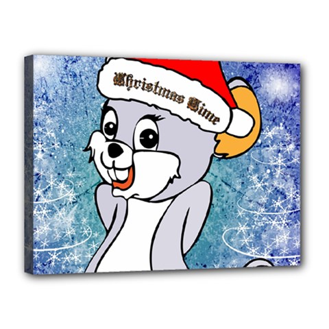 Funny Cute Christmas Mouse With Christmas Tree And Snowflakses Canvas 16  X 12  by FantasyWorld7