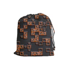 Brown Pieces Drawstring Pouch by LalyLauraFLM