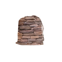 Stone Wall Brown Drawstring Pouches (small)  by trendistuff