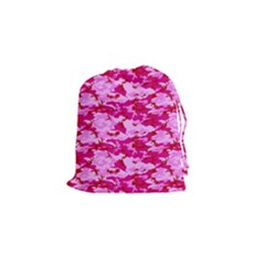 Camo Pink Drawstring Pouches (small)  by trendistuff