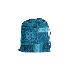 Blue Patchwork Drawstring Pouches (small)  by trendistuff