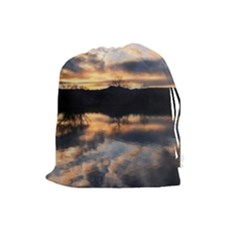 Sun Reflected On Lake Drawstring Pouches (large)  by trendistuff