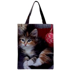 Comfy Kitty Zipper Classic Tote Bags by trendistuff