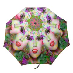 Flowers In Your Hair Folding Umbrellas by icarusismartdesigns