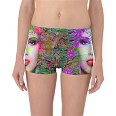 Flowers In Your Hair Reversible Boyleg Bikini Bottoms by icarusismartdesigns