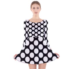 Black And White Polkadot Long Sleeve Velvet Skater Dress by Zandiepants