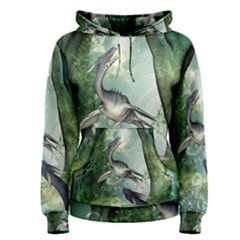 Awesome Seadraon In A Fantasy World With Bubbles Women s Pullover Hoodie by FantasyWorld7