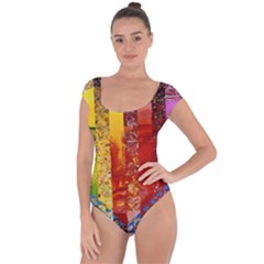Conundrum I, Abstract Rainbow Woman Goddess  Short Sleeve Leotard (ladies) by DianeClancy