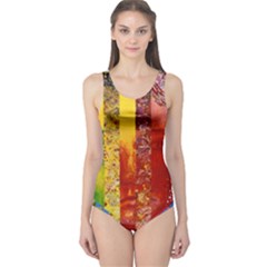 Conundrum I, Abstract Rainbow Woman Goddess  One Piece Swimsuit by DianeClancy