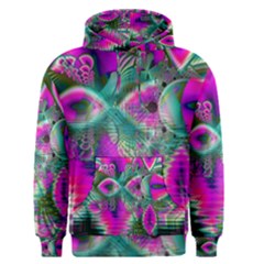 Crystal Flower Garden, Abstract Teal Violet Men s Pullover Hoodie by DianeClancy