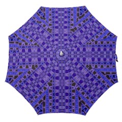 Blue Black Geometric Pattern Straight Umbrellas by BrightVibesDesign