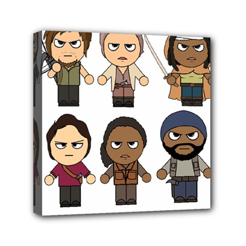 The Walking Dead   Main Characters Chibi   Amc Walking Dead   Manga Dead Mini Canvas 6  X 6  by PTsImaginarium