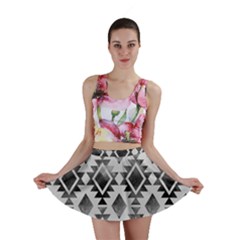 Hand Painted Black Ethnic Pattern Mini Skirt by TastefulDesigns