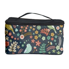 Vintage Flowers And Birds Pattern Cosmetic Storage Cases by TastefulDesigns