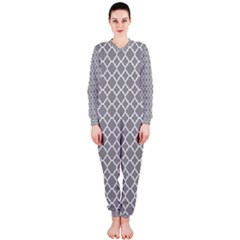 Grey Quatrefoil Pattern Onepiece Jumpsuit (ladies) by Zandiepants