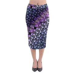 Dusk Blue And Purple Fractal Midi Pencil Skirt by KirstenStar