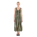 Green Brown Zigzag Sleeveless Maxi Dress View1