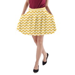 Sunny Yellow & White Zigzag Pattern A-line Pocket Skirt by Zandiepants